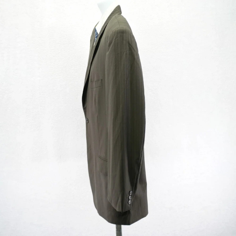 Pronto Uomo Couture Super 120s Wool Green Striped 2 Piece‎ Suit 44R 36 / 27